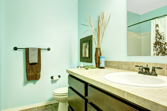 Refreshing light blue bathroom