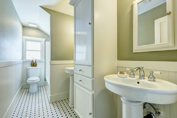 Fototapeta na wymiar Bathroom interior with siding wall trim