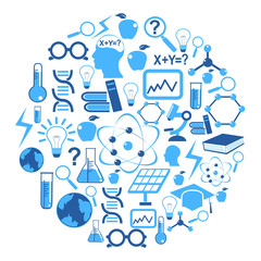 science icons in circle