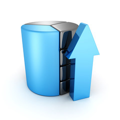 finance pie chart graph with growing arrow