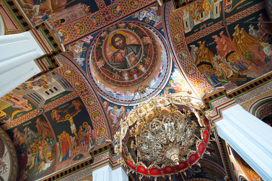 Dome painting in the Agios Minas Cathedral in Heraklion. Crete.