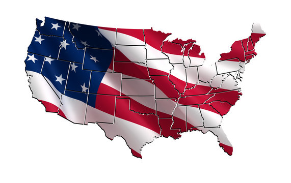 USA colorful map 3D