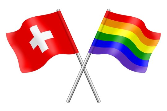 Flags: Switzerland and rainbow