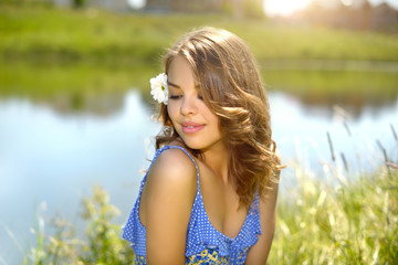 Beautiful girl relaxing outdoors