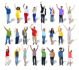 Multi-Ethnic Group of People Arms Raised