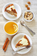 carrot cake with raisins, walnuts and butter cream