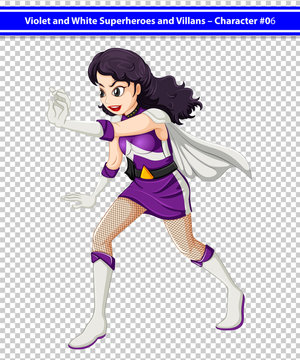 A female violet and white superhero