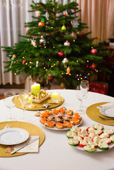 Decorated Christmas dining table