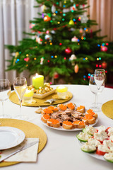 Decorated Christmas dining table