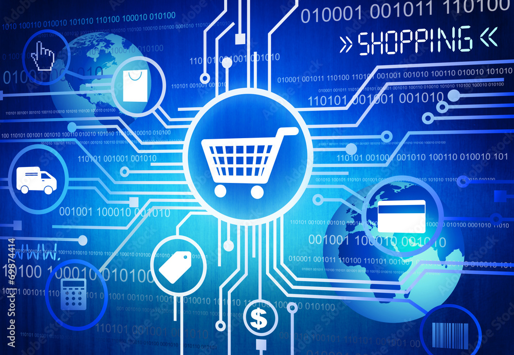 Poster digitally generated image of shopping concepts
