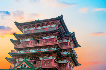 Blue sky and white clouds, ancient Chinese architecture