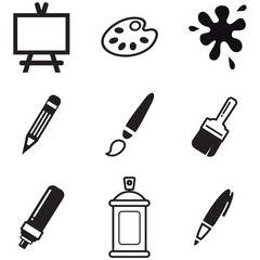 Painting Or Drawing Tools Icons