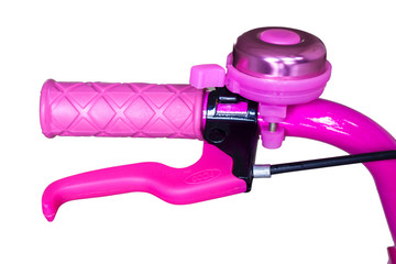 pink bicycle bell and handlebar
