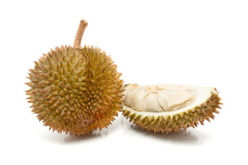 Obraz premium Asian tropical fruit known as Durian, over white background