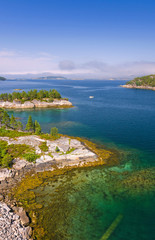 Vertical view of beautiful Norwegian fjord