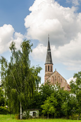 Kirchturm in Hoesbach in Bayern