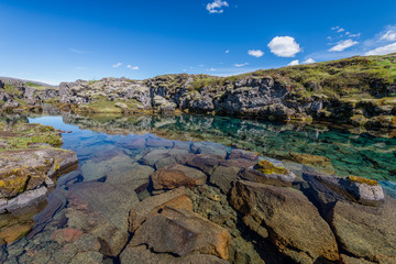 Scenic view of Öxará river, Thingvellir, Iceland.