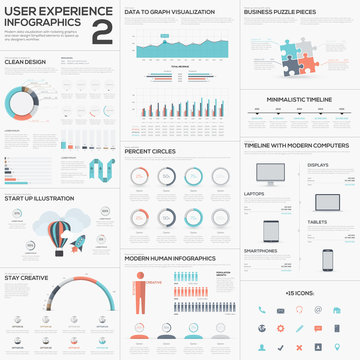 Data analytics vector infographics with clean trendy flat design