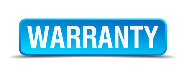 Warranty blue 3d realistic square isolated button