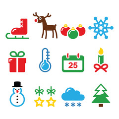 Christmas winter icons set