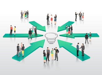 Fototapeta premium Business people with arrows vector