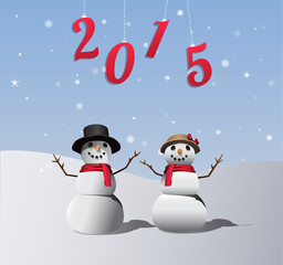 Snowman and woman with hanging 2015
