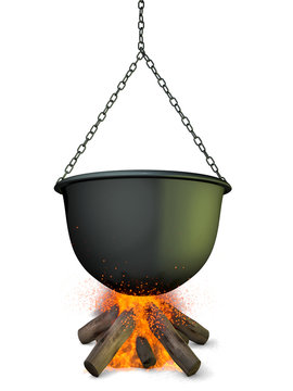 Caldron on fire