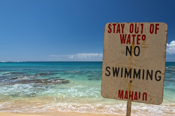 no swimming danger sign in hawaii