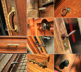 Door handles, a collage of different door handles