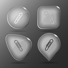 Clip. Glass buttons. Vector illustration.