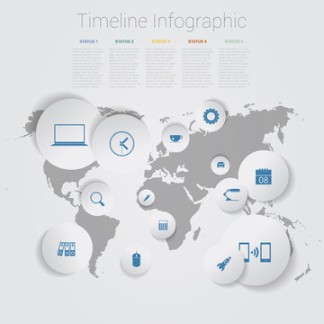 Retro Timeline Infographic, Vector design template