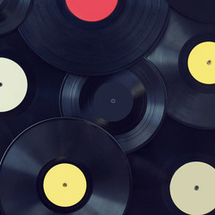Vintage photo vinyl discs, music, sound, disco - concept