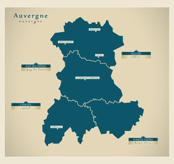Moderne Landkarte - Auvergne FR