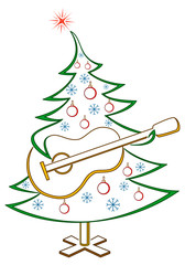 Christmas tree with guitar, pictogram