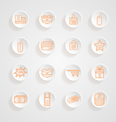 Shopping Icons button shadows vector set