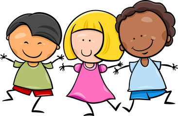 multicultural children cartoon illustration