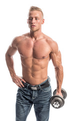 Bodybuilder mit Hantel