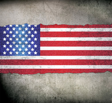 USA Flag on Brick Background