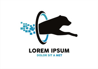 puma in circle virtual technology logo design