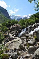Trekking to the Blue glacier, Norway