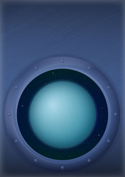 Planet Uranus in space window