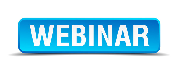 Webinar blue 3d realistic square isolated button
