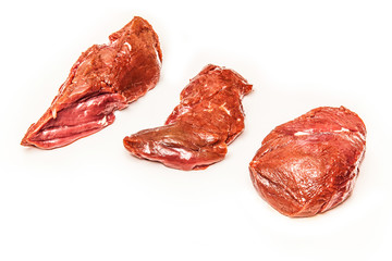 Kangaroo steaks isolated on a white background.