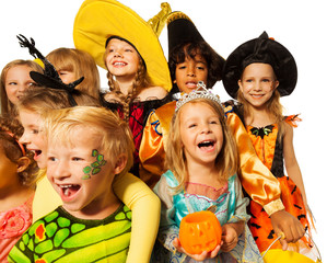 Funny wide angle shoot of kids in costumes