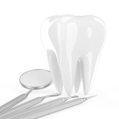 dentist tools and tooth
