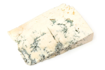 Gorgonzola Italian cheese isolated on a white studio background.