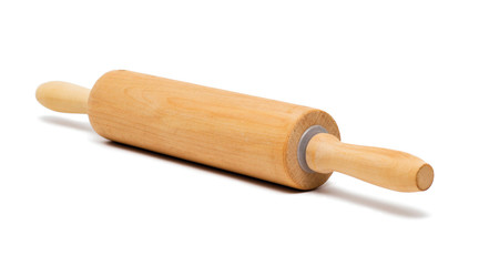 baking rolling pin and on white background