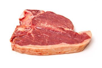 T-bone steak isolated on a white studio background.