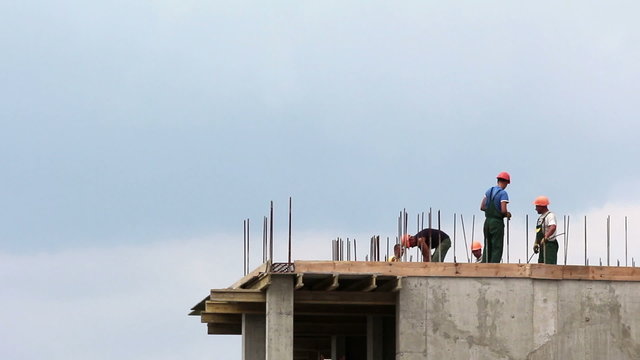 Workers at Construction Site Time Lapse HD