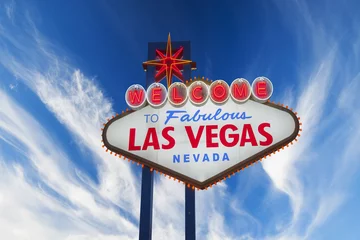 Fototapete Rund Willkommen in der Neonreklame von Las Vegas © somchaij
